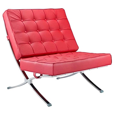 Fine Mod Imports Pavilion Chair in Italian Leather Red FMI4000P red