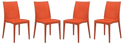 LeisureMod Mace Side Chair Set of 4 ; Orange