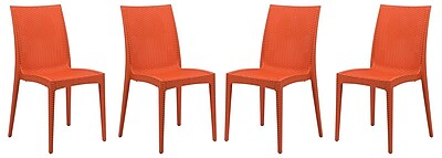 LeisureMod Mace Side Chair Set of 4 ; Orange