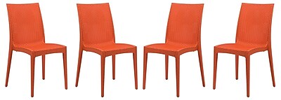 LeisureMod Mace Side Chair Set of 4 ; Orange