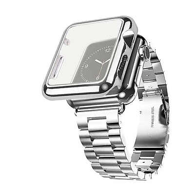 iPM Stainless Steel Watch Band with Plated Slim Case for Apple Watch 42mm Silver APWPLTD42SI