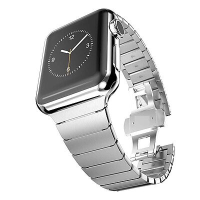 iPM Stainless Steel Link Band with Horizontal Butterfly Closure for Apple Watch 38mm Silver WA35BTFL38SI