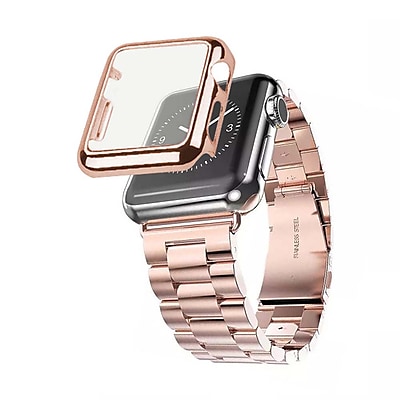 iPM Stainless Steel Watch Band with Plated Slim Case for Apple Watch 38mm Rose Gold APWPLTD38RG