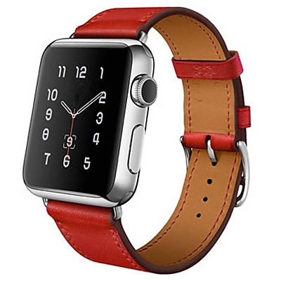 iPM Luxury Genuine Leather Watch Strap Replacement Band 42mm Red ICEWA27 42R
