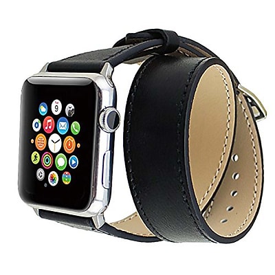 iPM Genuine Leather Double Wrap Replacement Watch Band 42mm Black ICEWA2842BK