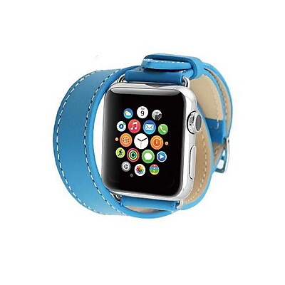 iPM Genuine Leather Double Wrap Replacement Watch Band 42mm Blue ICEWA2842BL