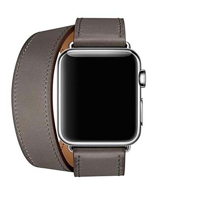 iPM Genuine Leather Double Wrap Replacement Watch Band 38mm Gray ICEWA2838GR