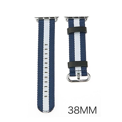 iPM Leather Nylon Band with Buckle for Apple Watch 38mm Blue White Stripe LN38BLWST