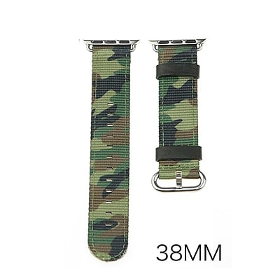 iPM Leather Nylon Band with Buckle for Apple Watch 38mm Green Camouflage LN38GNCAMO