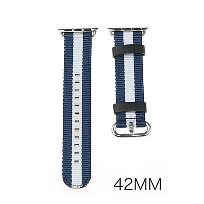 iPM Leather Nylon Band with Buckle for Apple Watch 42mm Blue White Stripe LN42BLWST