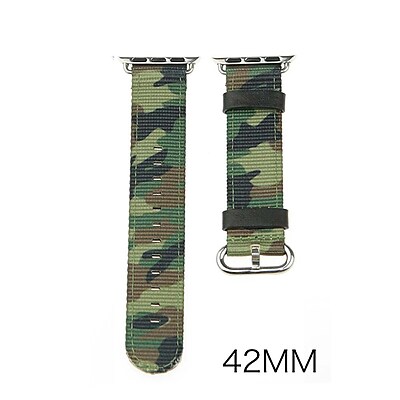 iPM Leather Nylon Band with Buckle for Apple Watch 42mm Green Camouflage LN42GNCAMO
