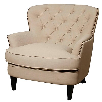 New Pacific Direct Emma Tufted Back Fabric Chair and a Half; Khaki