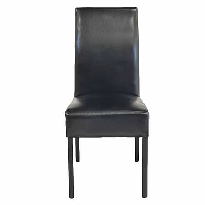 New Pacific Direct Valencia Leather Side Chair Set of 2 ; Black