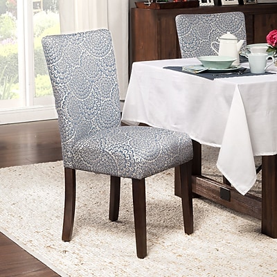 Laurel Foundry Modern Farmhouse Anner Parsons Chair Set of 2 ; Fabric Navy Cream Floral