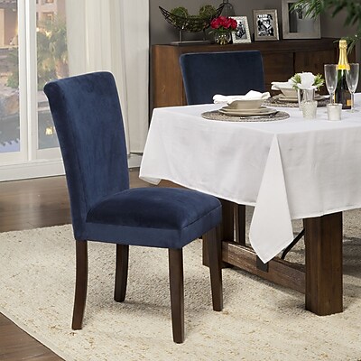 Laurel Foundry Modern Farmhouse Anner Parsons Chair Set of 2 ; Velvet Ink Navy Plush