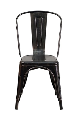 Offex Side Chair; Black Antique Gold