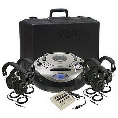 Ergoguys Califone Spirit SD 1886PLC 6 Boomboxes with 6 Headphones Black Silver