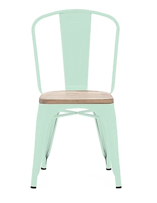 Design Lab MN Dreux Matte Mint Light Elm Wood Side Chair Set of 4 Set of 4 ; Matte Mint