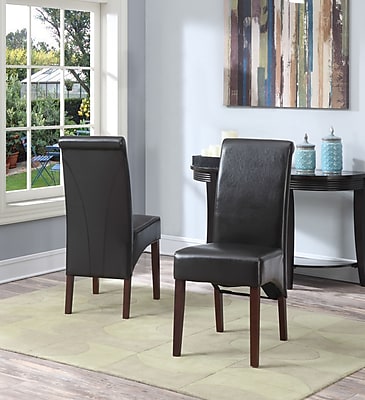 Simpli Home Avalon Faux Leather Deluxe Parsons Chair Brown 2 Set
