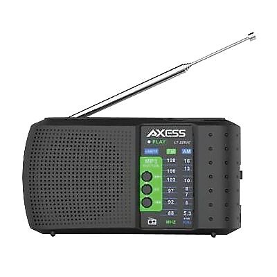 Axess High Sensitivity Portable Alarm Clock Radio Black PR3206