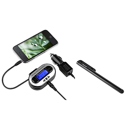 Insten CAR Radio FM Transmitter 3.5mm Port Universal For MP3 MP4 Player Apple iPad Mini Air iPod Nano Touch Stylus