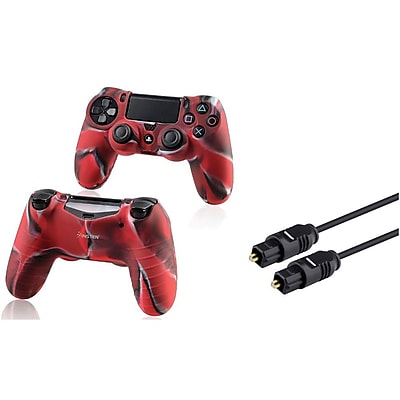 Insten 6FT Digital Audio Optical Cable Toslink Cord Camouflage Navy Red Case Cover for PS4 Playstation 4