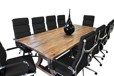 SolisPatio 11 Piece Ligna 8 Rectangular Conference Table Set; Black