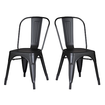 AC Pacific Norman Side Chair Set of 2 ; Matte Black