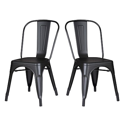 AC Pacific Norman Side Chair Set of 2 ; Matte Black