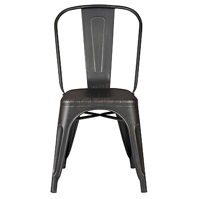 AC Pacific Armless Stackable Bistro Side Chair Set of 2 ; Distressed Black