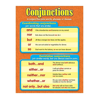 Trend Enterprises Conjunctions Learning Chart