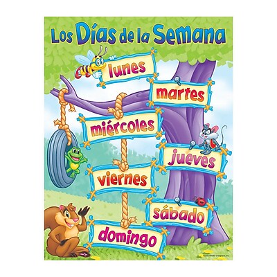 Trend Enterprises Los Dias de la Semana Days of The Week Spanish Learning Chart