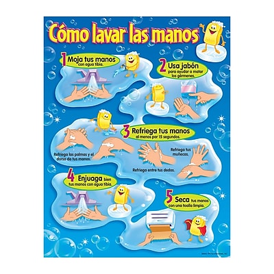 Trend Enterprises Como Lavar Las Manos Washing Your Hands Spanish Learning Chart