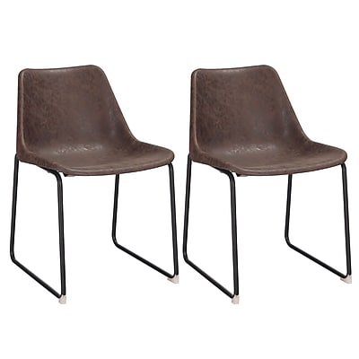 AdecoTrading Vintage Side Chair Set of 2 ; Brown