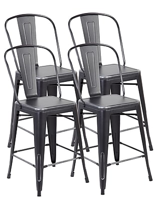 United Chair Industries LLC Counter Height Side Chair Set of 4 ; Antique Black Silver