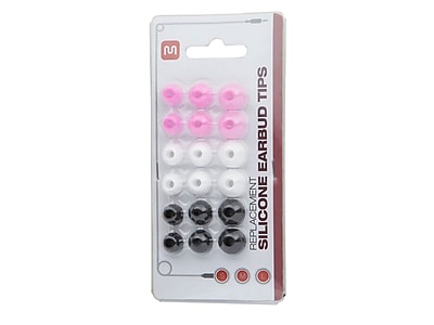 9 Pair Sm Med Lg Variety pack of Replacement Silicone Eartips for most Earbuds In Ear Earphones Black White Pink