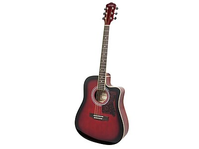 Foothill Flat Top Acoustic Electric Guitar with EQ Cherry Red Burst
