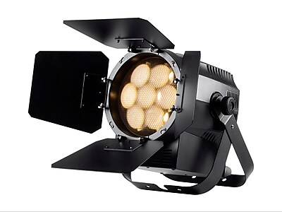 Stage Right 7x20W COB LED Theater PAR Light with Motorized Zoom and Barn Doors 3200 degreesK 28 70 degrees beam angle