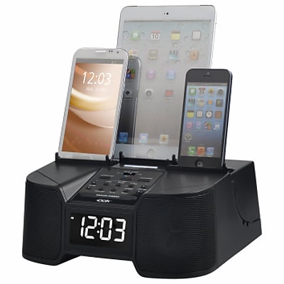 DOK 6 Port Smart Phone Charger with Bluetooth Alarm Clock FM Radio CR68