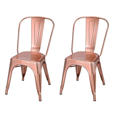 AdecoTrading Side Chair Set of 2 ; Rose Gold