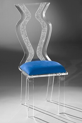 Muniz Monaco Acrylic Side Chair; Cobalt Microfibre