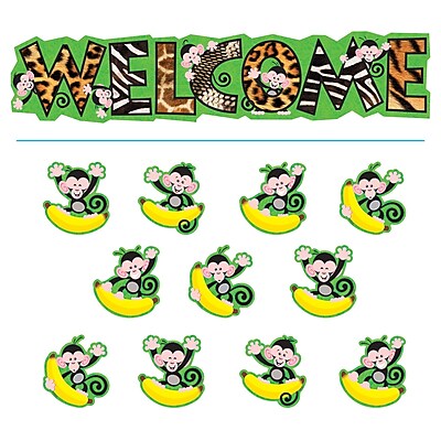 Trend Enterprises Bulletin Board Set Monkey Mischief Welcome