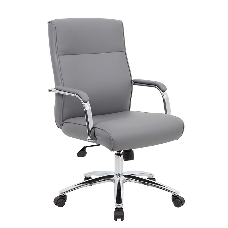 Boss Office Products Ergonomic Vinyl Executive Chair, Grey (B696C-GY)
