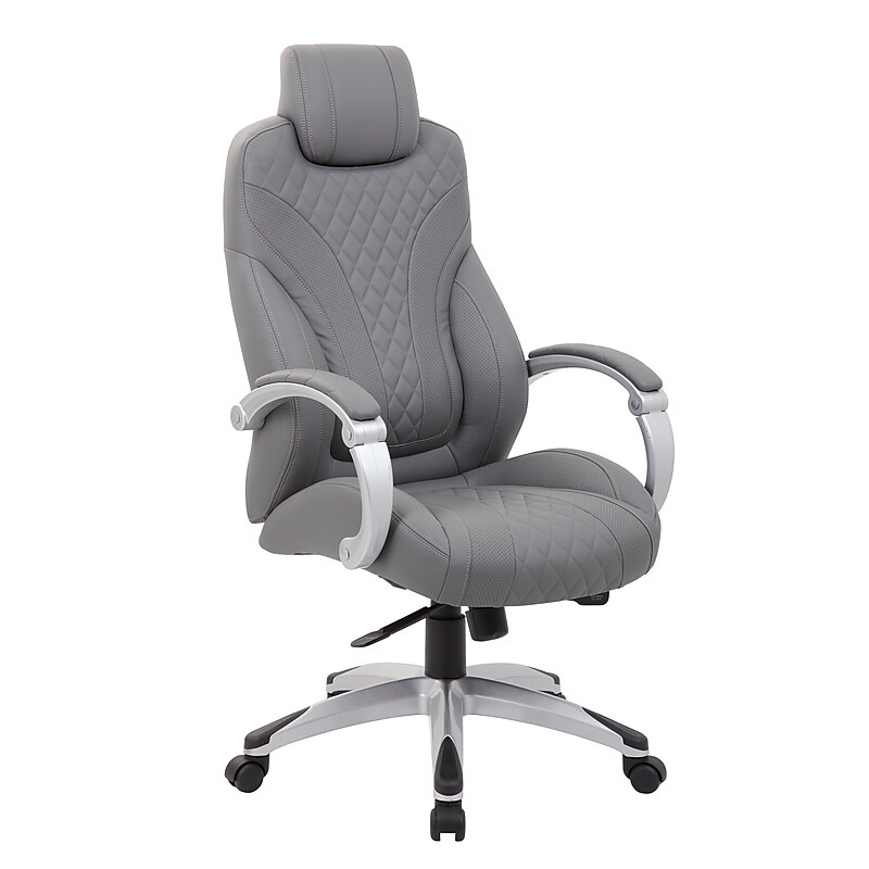 Boss Office Products Ergonomic Vinyl Executive Chair, Grey (B8871-GY)
