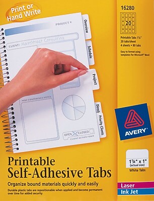 Avery® 1-3/4" White Printable Self-Adhesive Tabs | Staples®