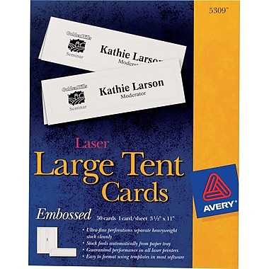 Avery Laser & Inkjet Embossed Tent Cards, 3 1/2" x 11" | Staples® Avery Laser & Inkjet Embossed Tent Cards, 3 1/2" x 11" | Staples®