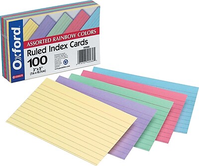 Oxford Index Cards Ruled Assorted Colors 4 x 6 100 Pk