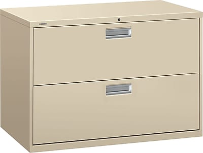 HON Brigade 600 Series 2 Drawer Lateral File Putty Beige Letter Legal 42 W H692LL.COM