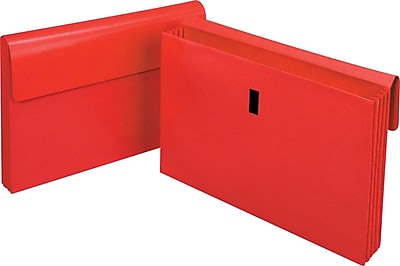 Staples Laminated Expanding Wallet with Mylar Strip Reinforced Gussets Legal 3 1 2 Expansion Red Each