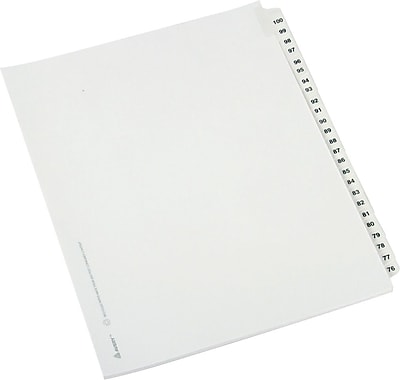 Avery Index Divider Exhibit 76 100 Side Tab White 11 x 8 1 2 25 Pk